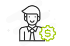 Man smiling with doller symbol icon