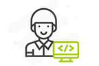 Man smiling with computer