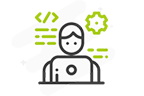 A person sitting in front of a computer